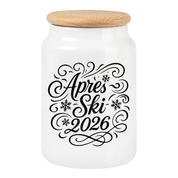 Apres Ski 2026 Party - Keksdose mit Holzdeckel - Weiß - Vorne
