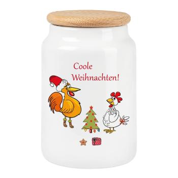 Coole Weihnachten  - Keksdose mit Holzdeckel - Weiß - Vorne