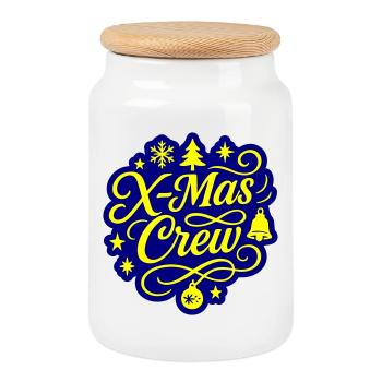 Noël de l’équipage de Noël - Boîte à biscuits avec couvercle en bois - blanc - Devant