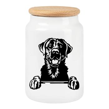 Tête du Labrador - Boîte à biscuits avec couvercle en bois - blanc - Devant