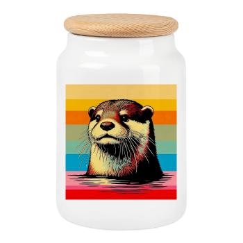 Otter - Keksdose mit Holzdeckel - Weiß - Vorne