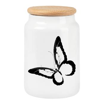 NOUVEAU -- Beauté, changement et joie : le papillon. - Boîte à biscuits avec couvercle en bois - blanc - Devant