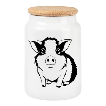 T-shirt cochon d’Inde cadeau - Boîte à biscuits avec couvercle en bois - blanc - Devant