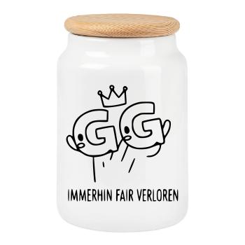 GG - Lost Fair | Funny Gamer Saying - Cookie Jar with Wooden Lid - white - Front