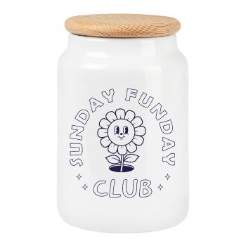Sunday Funday Club – Dicton amusant du week-end - Boîte à biscuits avec couvercle en bois - blanc - Devant