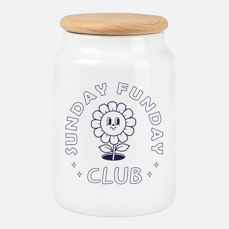 Sunday Funday Club – Lustiger Weekend Spruch - Keksdose mit Holzdeckel - Weiß