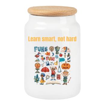 Learn smart, not hard- für Schüler, Lehrer, Eltern - Keksdose mit Holzdeckel - Weiß - Vorne