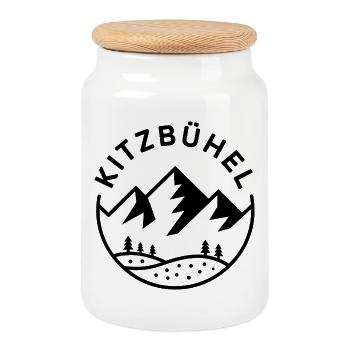 Kitzbühel - Souvenir Design - Cookie Jar with Wooden Lid - white - Front