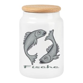 Sternzeichen Fische - Keksdose mit Holzdeckel - Weiß - Vorne