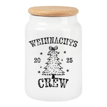 Équipage de Noël 2025 - Boîte à biscuits avec couvercle en bois - blanc - Devant
