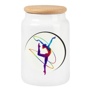 Dance - Cookie Jar with Wooden Lid - white - Front