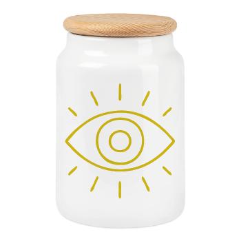 Motif Golden Eye Glow - Boîte à biscuits avec couvercle en bois - blanc - Devant