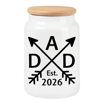 Dad Est. 2026 – Chemise de papa pour les futurs pères - Boîte à biscuits avec couvercle en bois - blanc - Devant