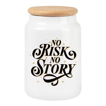 No Risk. No Story. - Cookie Jar with Wooden Lid - white - Front