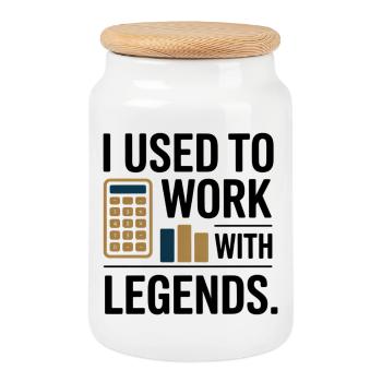 J’avais l’habitude de travailler avec les légendes Cadeau d’adieu pour collègue - Boîte à biscuits avec couvercle en bois - blanc - Devant