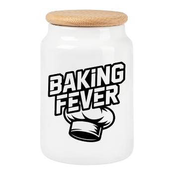 Logo de cuisine Baking Fever - Boîte à biscuits avec couvercle en bois - blanc - Devant