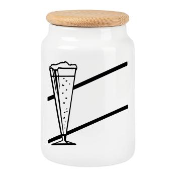 verre de bar - Boîte à biscuits avec couvercle en bois - blanc - Devant