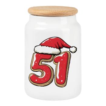 Biscuit de Noël à 51 chiffres - Boîte à biscuits avec couvercle en bois - blanc - Devant