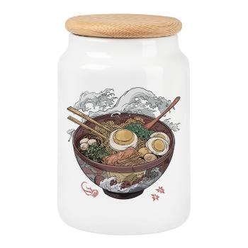 Big bowl of ramen - Cookie Jar with Wooden Lid - white - Front