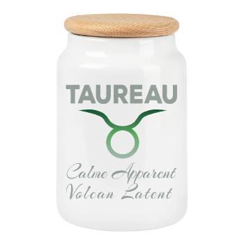 Taureau - Boîte à biscuits avec couvercle en bois - blanc - Devant