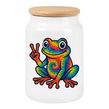 Tie Dye Frosch Liebhaber Herpetologie Frosch - Keksdose mit Holzdeckel - Weiß - Vorne