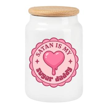 Love Badge Punk Rose - Cookie Jar with Wooden Lid - white - Front