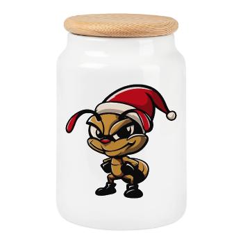 Ameise Weihnachten - Keksdose mit Holzdeckel - Weiß - Vorne