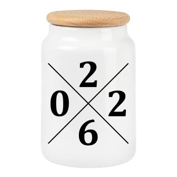 2026 - Boîte à biscuits avec couvercle en bois - blanc - Devant