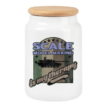 Scale Model Making Therapy - Cookie Jar with Wooden Lid - white - Front