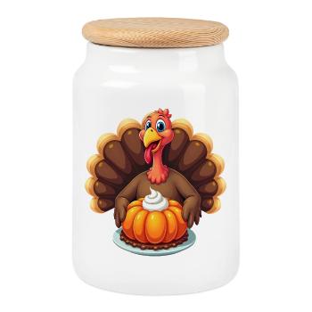 Thanksgiving Lustiger Thanksgiving Truthahn - Keksdose mit Holzdeckel - Weiß - Vorne