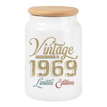 Vintage 1969 Limited Edition Birth Vintage 1969 - Cookie Jar with Wooden Lid - white - Front