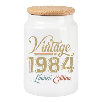 Vintage 1984 Limited Edition Birth Vintage 1984 - Cookie Jar with Wooden Lid - white - Front