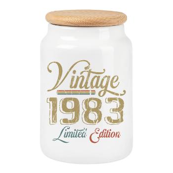 Vintage 1983 Limited Edition Geburtsjahrgang 1983 - Keksdose mit Holzdeckel - Weiß - Vorne