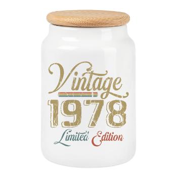 Millésime 1978 Édition limitée Naissance Millésime 1978 - Boîte à biscuits avec couvercle en bois - blanc - Devant