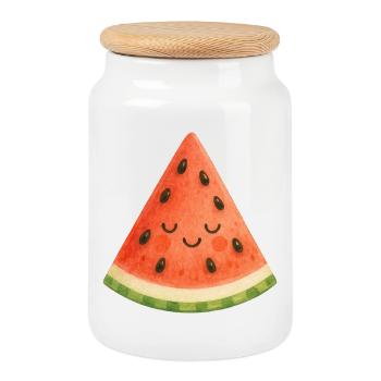 Melon Fruit de Kawaii Summer Melon Baby - Boîte à biscuits avec couvercle en bois - blanc - Devant