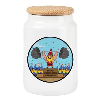 Champion-Gnome - Keksdose mit Holzdeckel - Weiß - Vorne