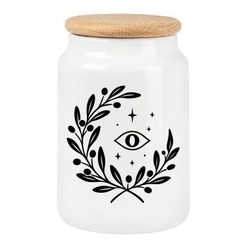 Mystic Yule with an Eye - Christmas Yule - Cookie Jar with Wooden Lid - white - Front