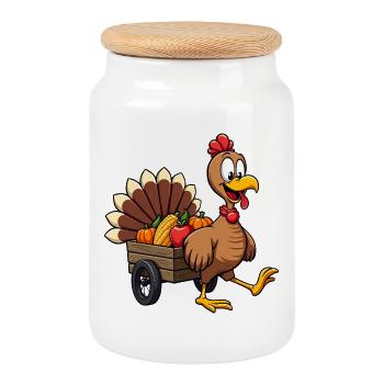 Thanksgiving Lustiger Thanksgiving Truthahn - Keksdose mit Holzdeckel - Weiß - Vorne