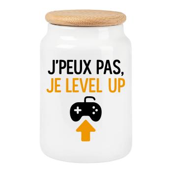 J’peux pas – je level up Geek Gamer Gaming - Boîte à biscuits avec couvercle en bois - blanc - Devant
