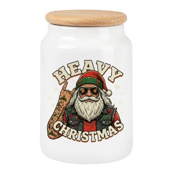 Heavy Christmas Metal Rock Weihnachten Santa Lusti - Keksdose mit Holzdeckel - Weiß - Vorne