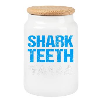 Haie Hai Zahn Zähne Shark Teeth - Keksdose mit Holzdeckel - Weiß - Vorne
