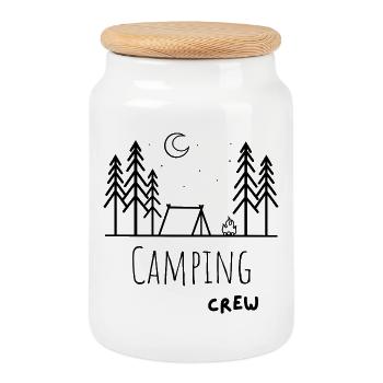 CAMPING CREW - Keksdose mit Holzdeckel - Weiß - Vorne