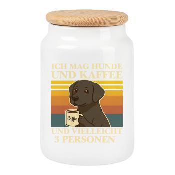 Ich mag Hunde & Kaffee Lustig Hund Coffee Tier - Keksdose mit Holzdeckel - Weiß - Vorne