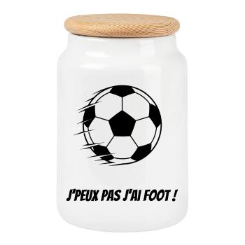 Ich kann keinen Fußball haben – Humorvolles Fußballdesign - Keksdose mit Holzdeckel - Weiß - Vorne