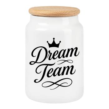 Dream Team - Keksdose mit Holzdeckel - Weiß - Vorne