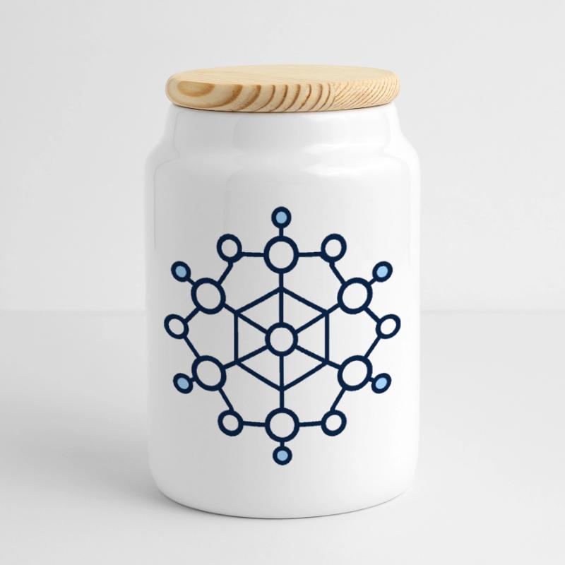 Geometric Node Network Cookie Jar with Wooden Lid
