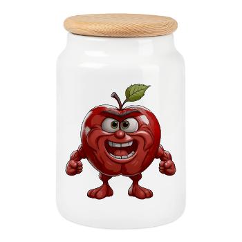 apple - Cookie Jar with Wooden Lid - white - Front