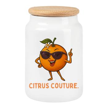 Couture Orange Soleil - Boîte à biscuits avec couvercle en bois - blanc - Devant