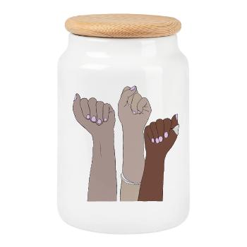 Power to all - Cookie Jar with Wooden Lid - white - Front