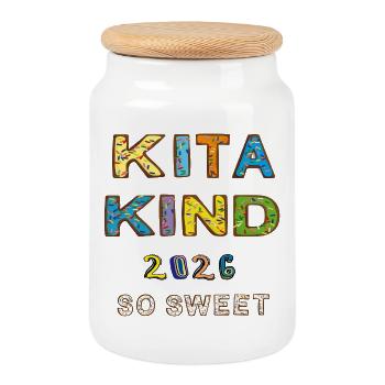 Kita Kind 2026  - Keksdose mit Holzdeckel - Weiß - Vorne